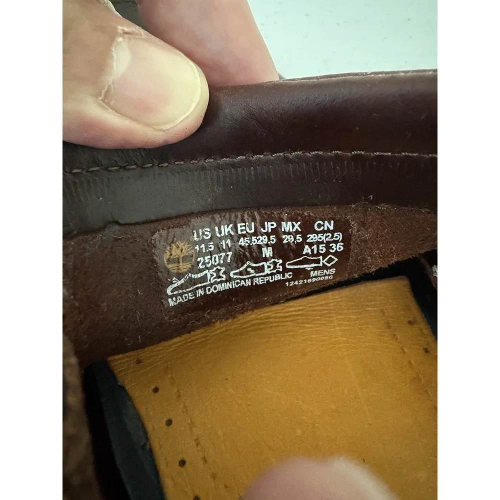 Timberland Men's 11.5 M Classic 2-Eye Boat Shoes Brown Handsewn Leather Nautical
